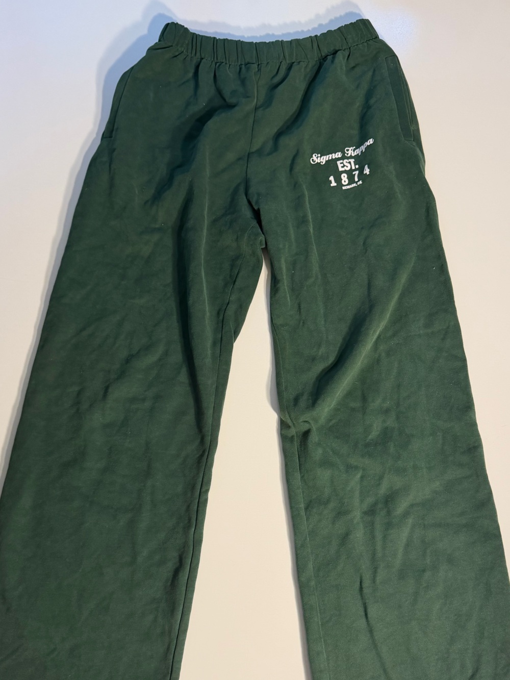 Sigma Kappa | Greek Sorority Wide Leg Sweatpants Forest Green Cotton Green Small